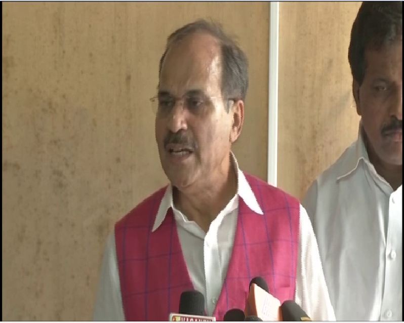 LOP in the Lower House Adhir Ranjan Chaudhary speaking to reporters on Wednesday in New Delhi. Photo/ANI