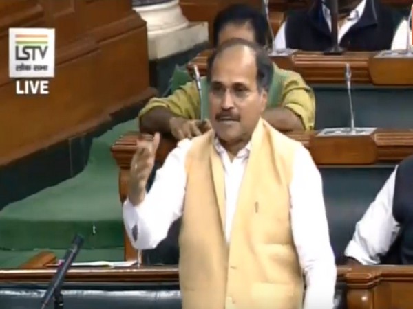 Leader of Congress in Lok Sabha, Adhir Ranjan Chowdhury in New Delhi on Wednesday. Photo/LSTV