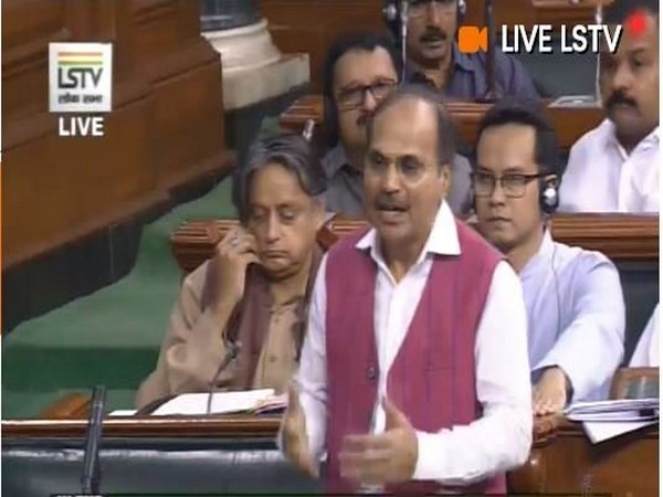 Adhir Ranjan Chowdhury in Lok Sabha on Tuesday. (Picture Courtesy: LS TV)