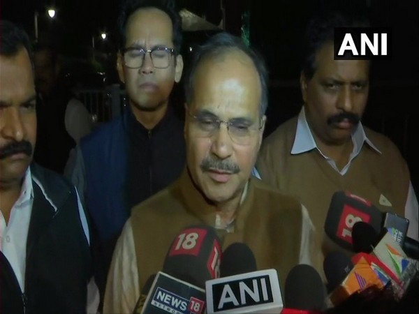 Leader of Congress in Lok Sabha Adhir Ranjan Chowdhury speaking to reporters in New Delhi on Sunday.