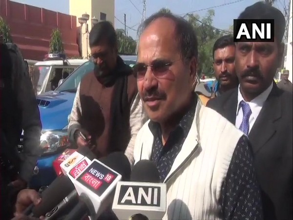Congress leader Adhir Ranjan Chowdhury speaking to reporters in Murshidabad on Tuesday.