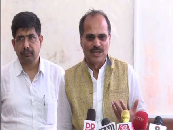 Congress leader Adhir Ranjan Chowdhury speaking to reporters on Thursday. Photo/ANI
