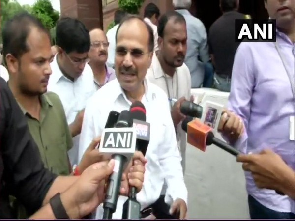 Leader of Congress in Lok Sabha Adhir Ranjan Chowdhury speaking to reporters in New Delhi on Friday. Photo/ANI