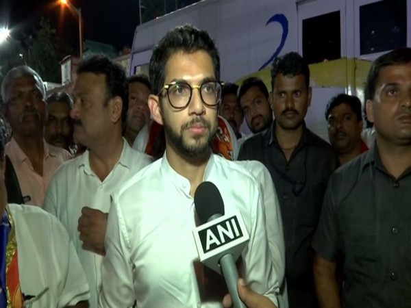 Shiv Sena leader Aditya Thackeray speaking to ANI in Mumbai on Monday. Photo/ANI