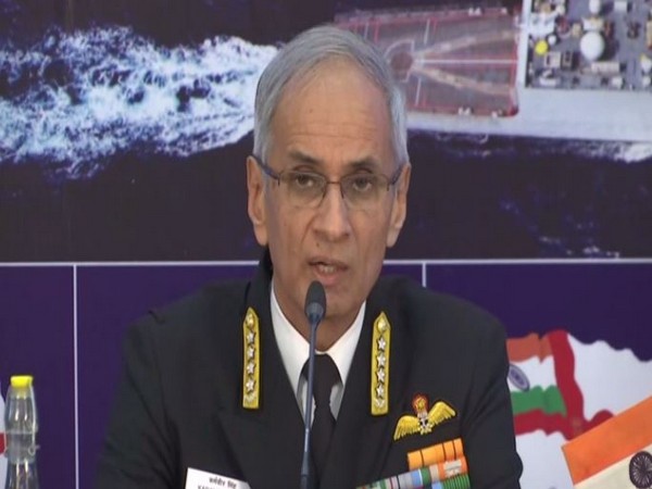 Navy Chief Admiral Karambir Singh addressing the Navy Day press conference. Photo/ANI