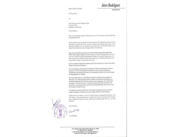 Letter of Adv Aires Rodrigues (File Photo)