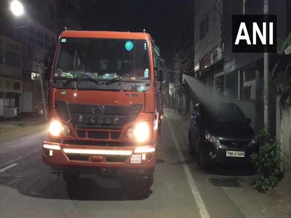 Agartala Municipal Corporation sprayed disinfectant on streets.