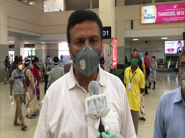 A visual of Maharaja Bir Bikram Airport Director VK Seth speaking to ANI. (Photo/ANI)