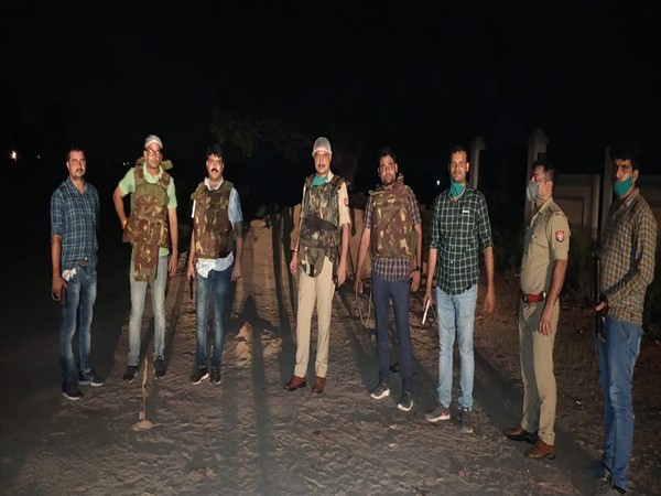 Agra police personnel at the encounter site. [Photo/ANI]