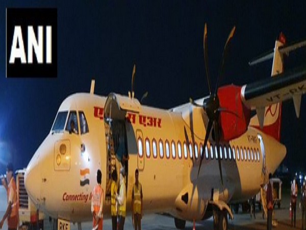 The PTBC chemical being offloaded from the Air India flight. Photo/ANI