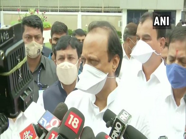 Maharashtra Deputy Chief Minister Ajit Pawar speaking to media on Monday. [Photo/ANI]