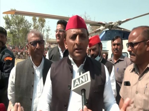 Samajwadi Party chief Akhilesh Yadav while speaking to ANI (Photo/ANI)