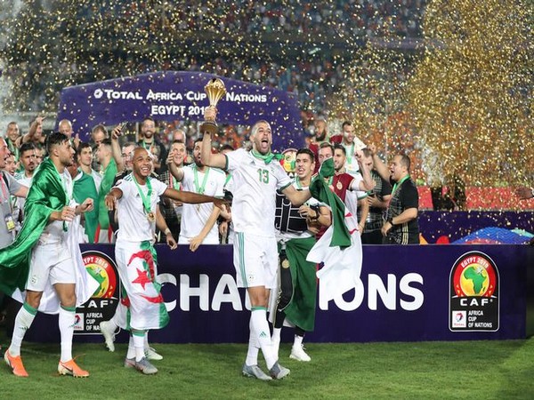 Algeria football team celebrates after winning AFCON 