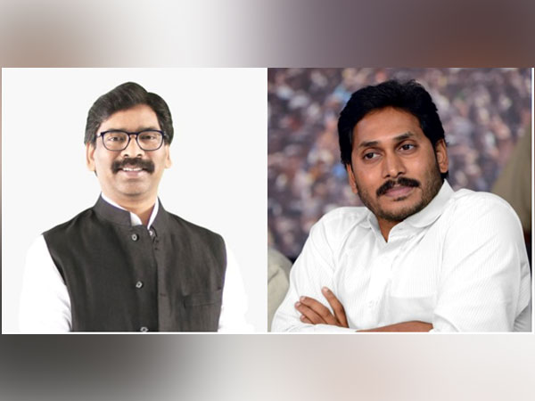 Visual of Jharkhand Chief Minister, Hemant Soren and Andhra Pradesh Chief Minister, YS Jaganmohan Reddy (right) (Photo/ANI)