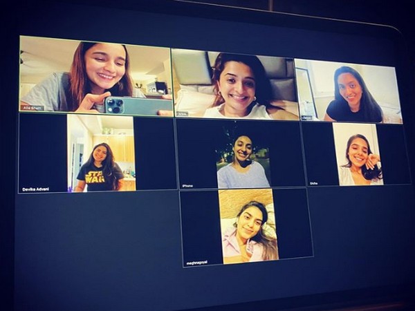 Actor Alia Bhatt with her girl friends over video call (Image courtesy: Instagram) 