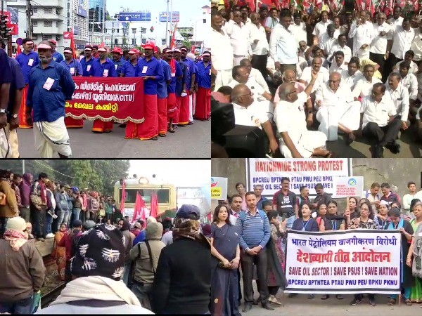 Visuals of trade unions' Bharat Bandh 