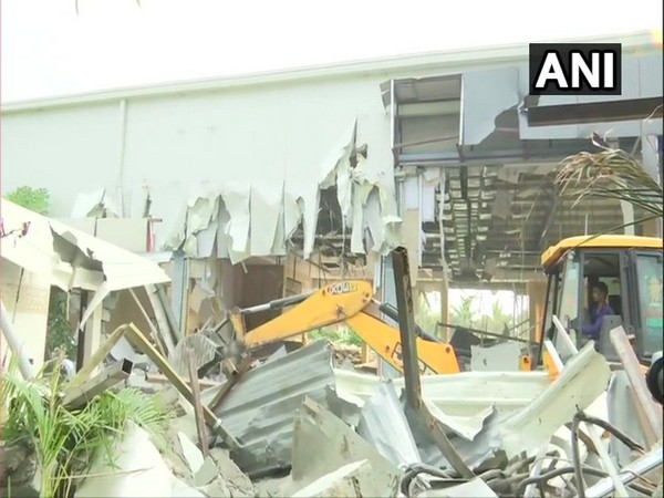 Demolition of 'Praja Vedika' building underway in Amaravati on Wednesday morning.