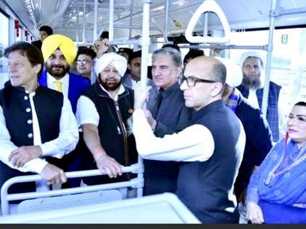 Punjab Chief Minister Captain Amarinder Singh with Pakistan Prime Minister Imran Khan during bus ride to Kartarpur Sahib.