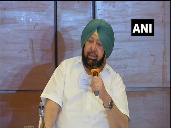 Punjab Chief Minister Captain Amarinder Singh speaking at a press conference on Monday. Photo/ANI