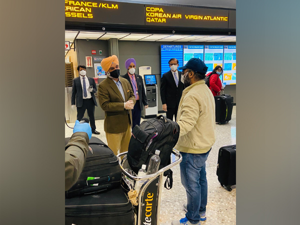 India ambassador to US Taranjit Sandhu interacts with passengers bound for Delhi-Hyderabad flight