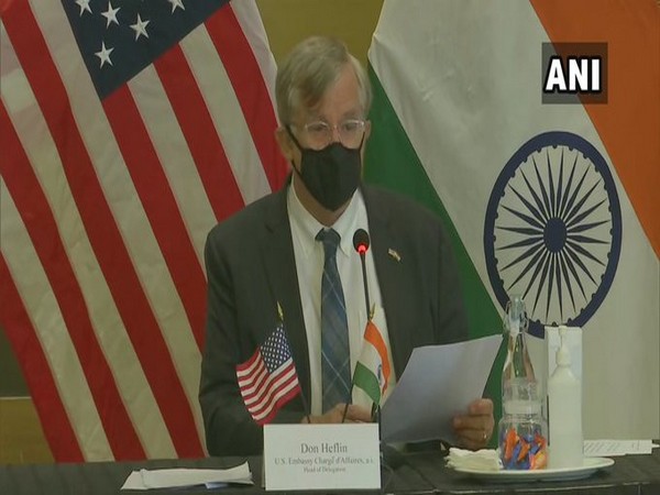 Don Heflin, US Charge d'Affaires in India speaking at the Aero India in Bengaluru