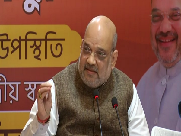 Union Home Minister Amit Shah speaking to reporters at a press conference in Birbhum on Sunday [Photo/ANI]