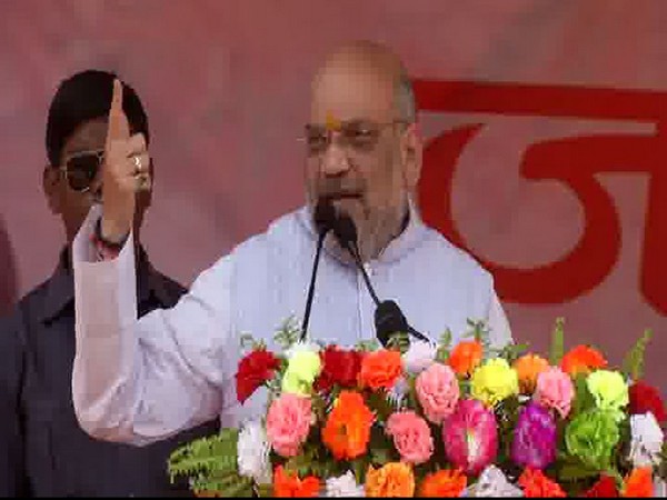 BJP president Amit Shah speaking at an election rally in Palamu (Image/ANI)