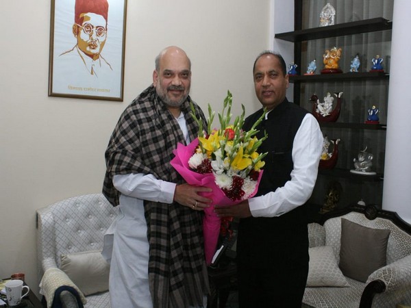 Himachal Pradesh Chief Minister Jairam Thakur with Union Home Minister Amit Shah on Saturday. Photo/ANI