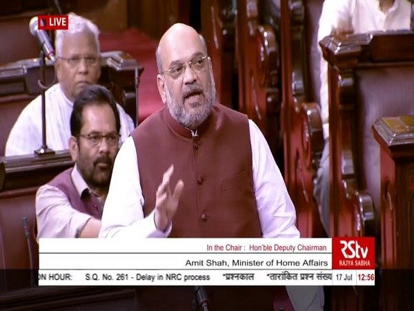 Union Home Minister Amit Shah while speaking at the Rajyasabha on Wednesday. (Photo/ANI)