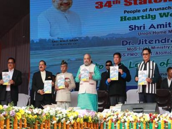 Home Minister Amit Shah during an event at Itanagar, Arunachal Pradesh, on Thursday. Photo/ANI