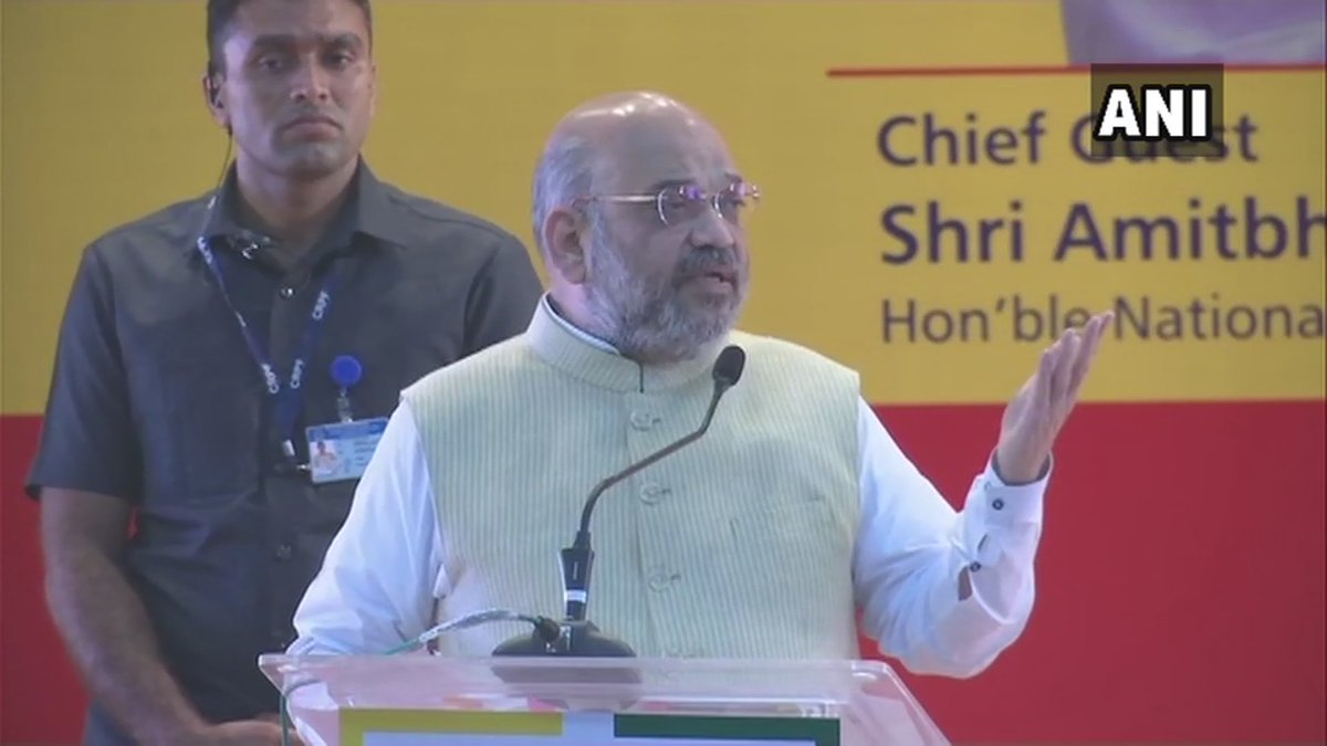 BJP president Amit Shah addressing an event in Ahmedabad