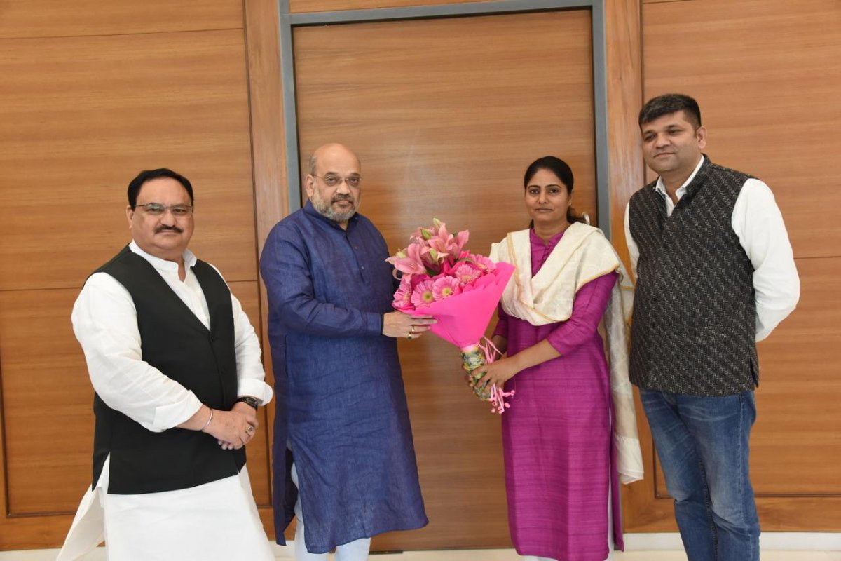 Apna Dal leader Anupriya Patel meeting with Bharatiya Janata Party president Amit Shah on Friday