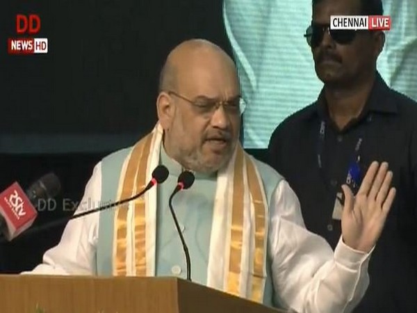 Home Minister Amit Shah speaking at an event in Chennai on Sunday.