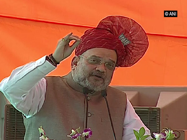 Union Home Minister and  BJP chief Amit Shah addressing an election rally in Panipat, Haryana, on Wednesday. Photo/ANI