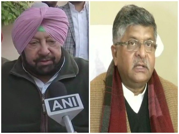 Punjab Chief Minister Captain Amarinder Singh (left) and Union Law and Justice Minister Ravi Shankar Prasad (right)