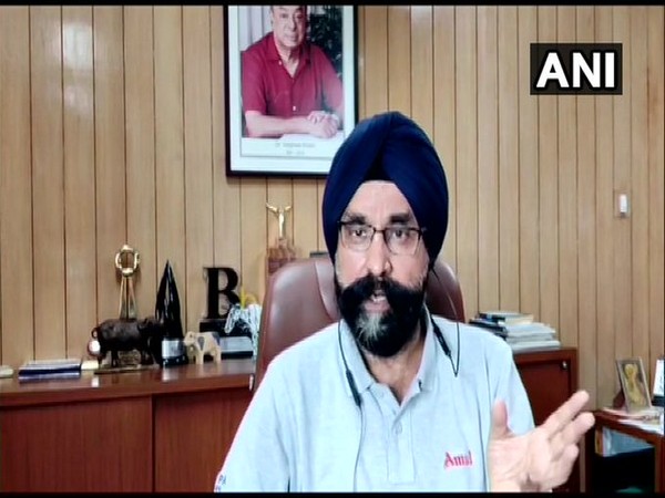 RS Sodhi, MD, Gujarat Co-operative Milk Marketing Federation, talking to reporters on Saturday.