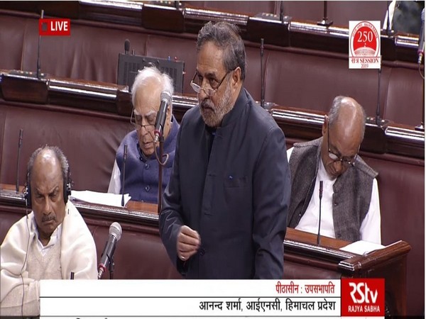 Congress MP Anand Sharma speaking at the Rajya Sabha in New Delhi on Wednesday. Photo/RSTV