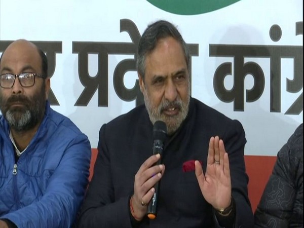 Congress leader Anand Sharma speaking to reporters at a press conference in Lucknow on Thursday. Photo/ANI