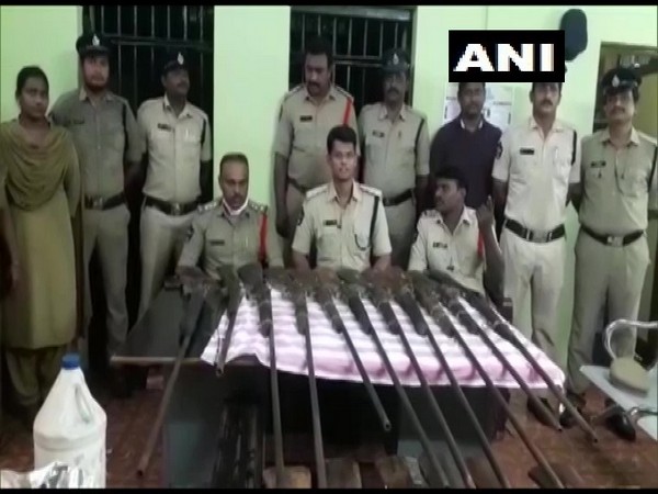 Andhra Police held one for selling country-made guns, recovers arms and ammunition. (Photo/ANI)