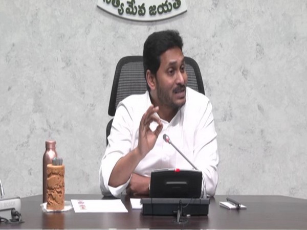 Andhra Pradesh Chief Minister YS Jagan Mohan Reddy during a review meeting on Friday. (Photo/ANI)