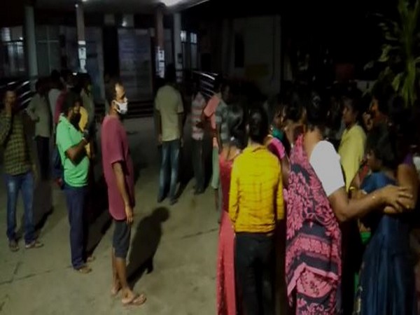 Family members of the two girls who died at Thikkavanipalem beach in Visakhapatnam district. (Photo/ANI)