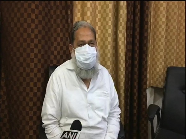 Haryana Home Minister Anil Vij speaking to ANI in Ambala on Saturday. Photo/ANI