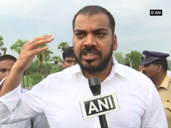 Andhra Pradesh Irrigation Minister P Anil Kumar speaking to ANI in Amaravati on Tuesday.