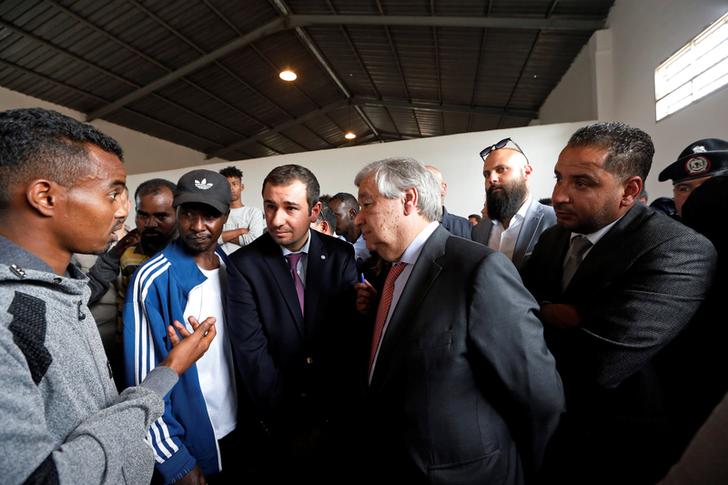 United Nations Secretary-General Antonio Guterres visits a detention centre in Tripoli, Libya