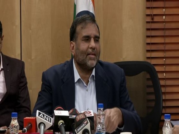 Commerce Secretary Anup Wadhawan speaking to reporters in New Delhi on Tuesday.