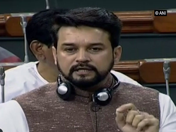 MoS for Finance Anurag Thakur speaking in the Lok Sabha on Monday. 