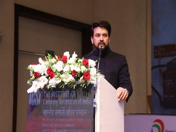 (MoS) for Finance and Corporate Affairs, Anurag Thakur speaking at an event in Indore. (Image Courtesy: Twitter)