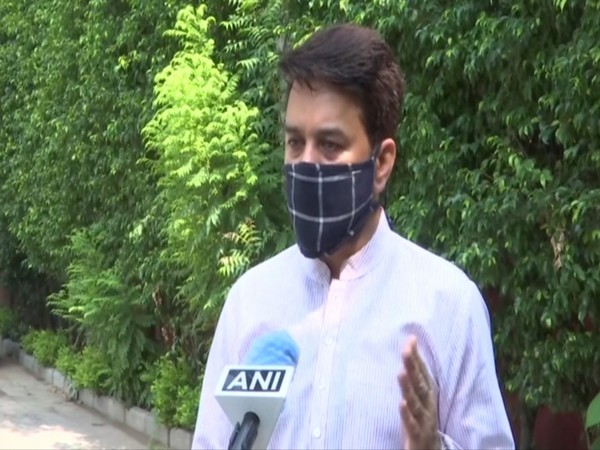 Union Minister Anurag Thakur speaking to ANI in New Delhi on Monday. [Photo/ANI]