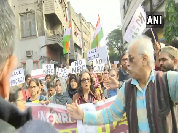 Noted filmmaker Aparna Sen at a protest against CAA and NRC in Kolkata on Thursday.