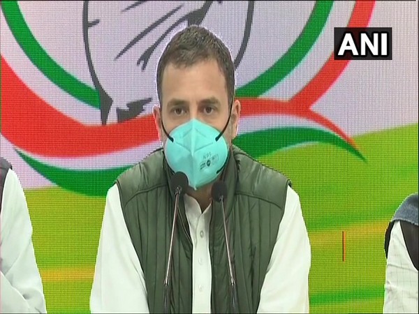 Congress leader Rahul Gandhi addressing a press conference in New Delhi on Tuesday.